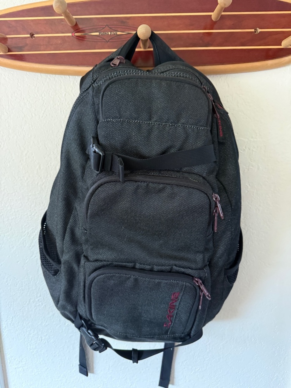 Dakine Black Backpack with Maroon Trim